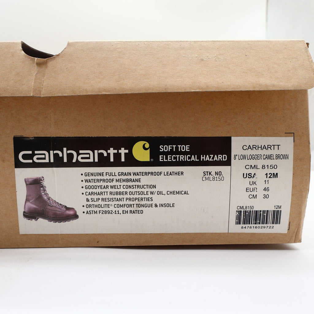 Carhartt Work Boots Mens 12 M Brown Leather Waterproof 8" Logger CML8150 NIB