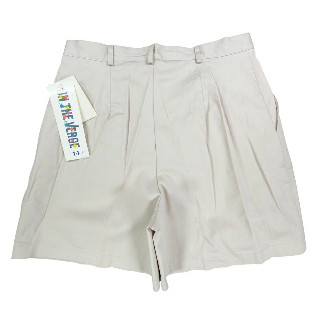 On The Verge Vintage Pleated Shorts Womens 14 Beige Cotton Blend NWT USA Made - take2supply