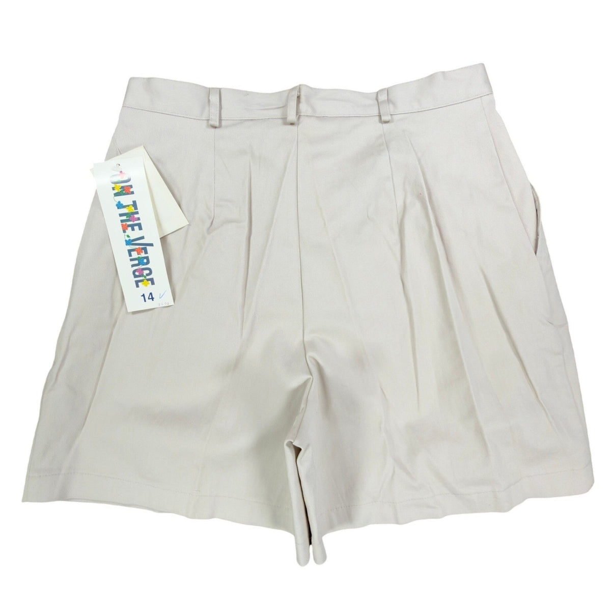 On The Verge Vintage Pleated Shorts Womens 14 Beige Cotton Blend NWT USA Made - take2supply