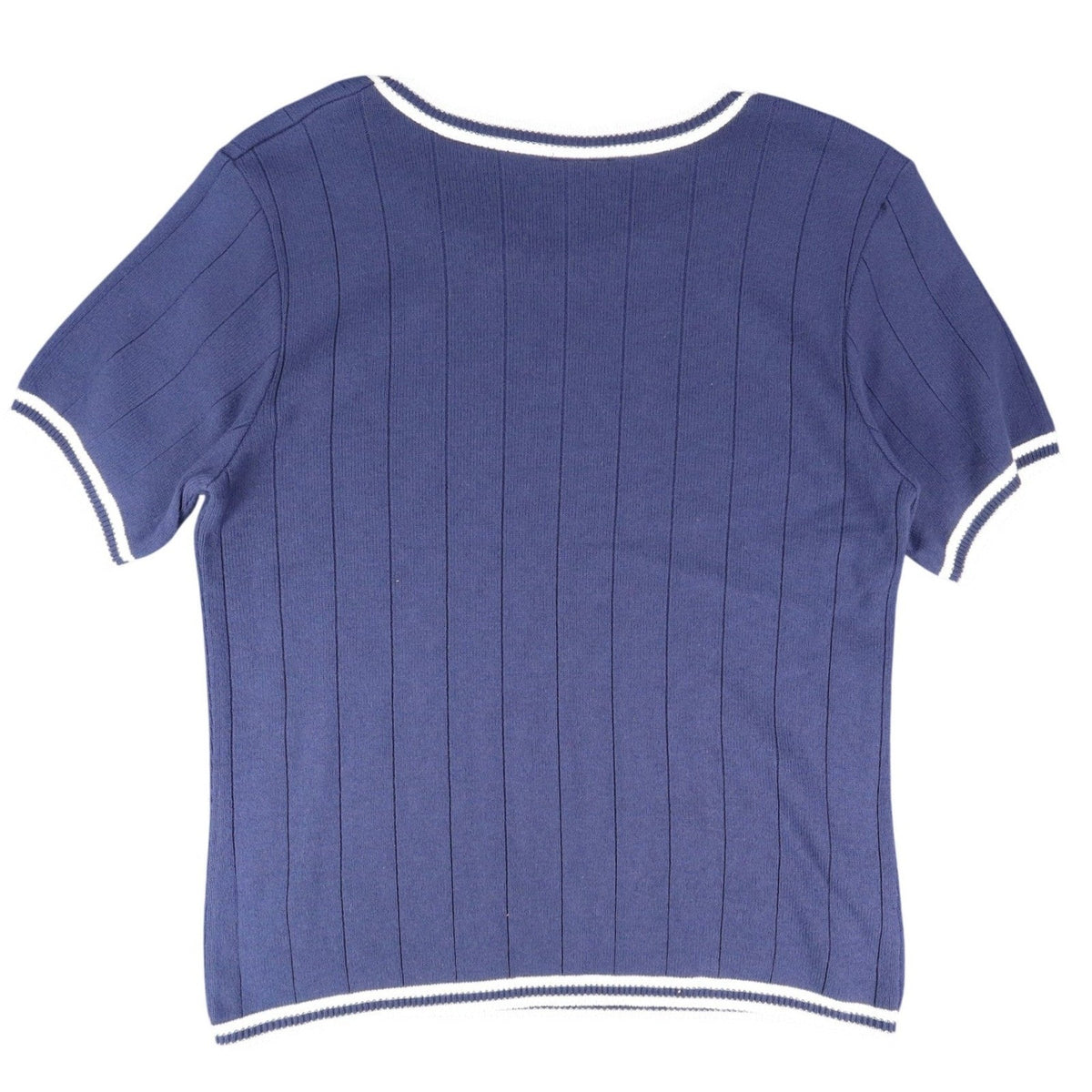 Southern Lady Short Sleeve Sweater Womens M Vintage Navy Blue Ribbed Knit NWT