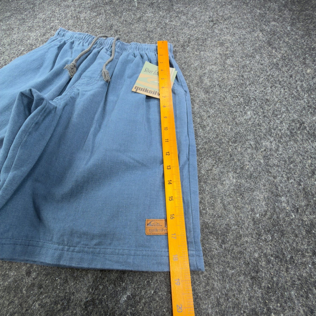 Quiksilver Vintage 90s Silver Edition Shorts Boys XL Blue Cotton NWT - take2supply