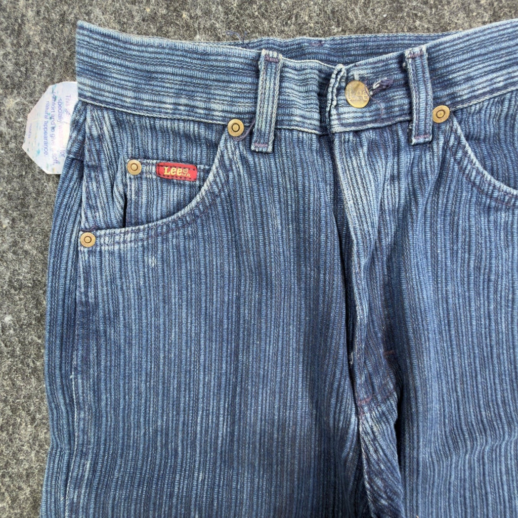 Lee Vintage 80s Pinstripe Jeans Juniors 3 Blue Cotton USA NWT Deadstock