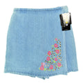 Amy Byer Vintage Y2K Skort Girls XL Blue Cotton Denim NWT Rose Leopard Print - take2supply