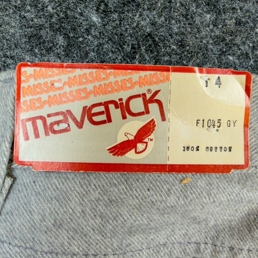 Maverick Pants Misses 14 Vintage 80s Gray Cotton Straight Leg Made in USA NWT