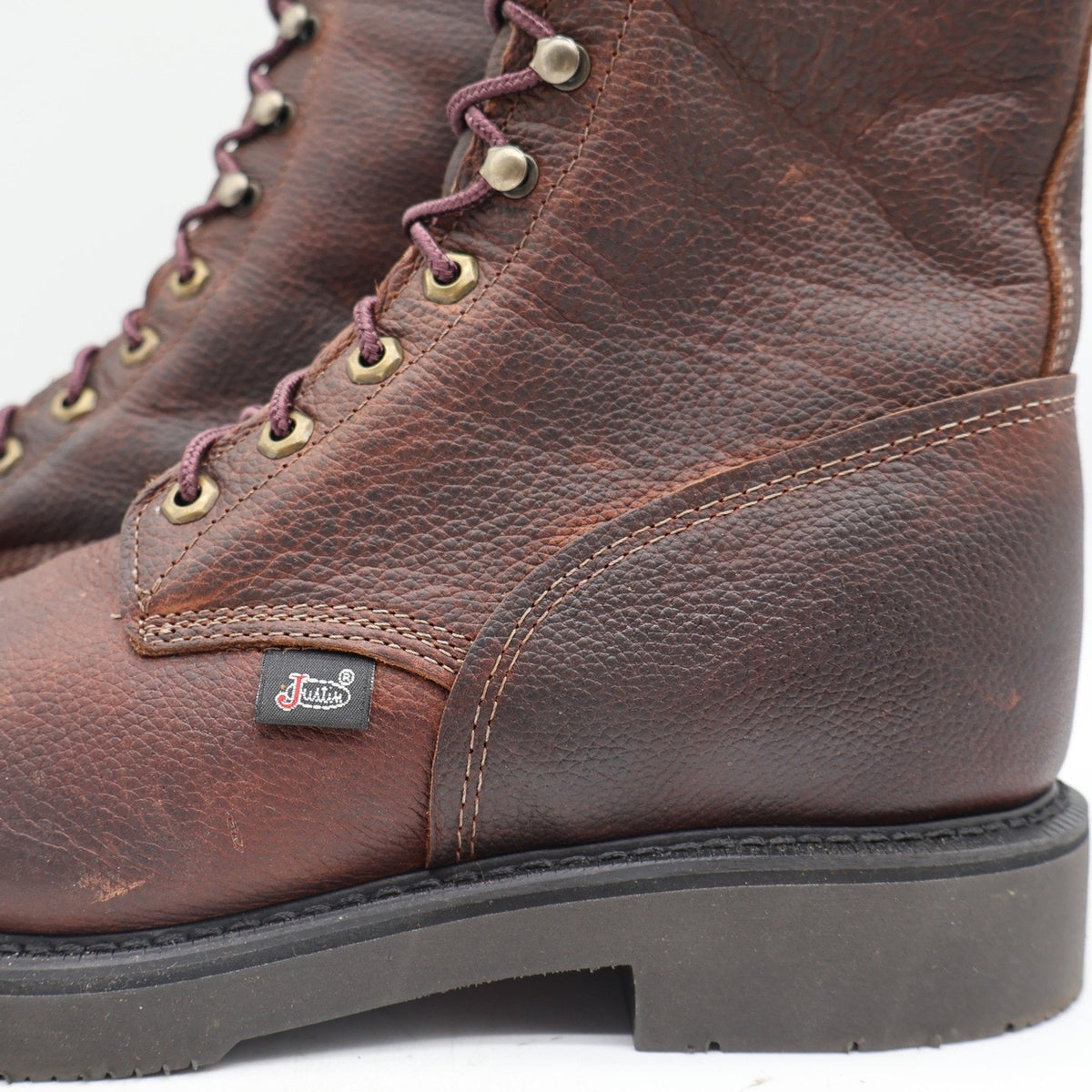 Justin Work Boots Mens 9.5 D 765 Briar Pitstop Steel Toe Leather USA Made NEW