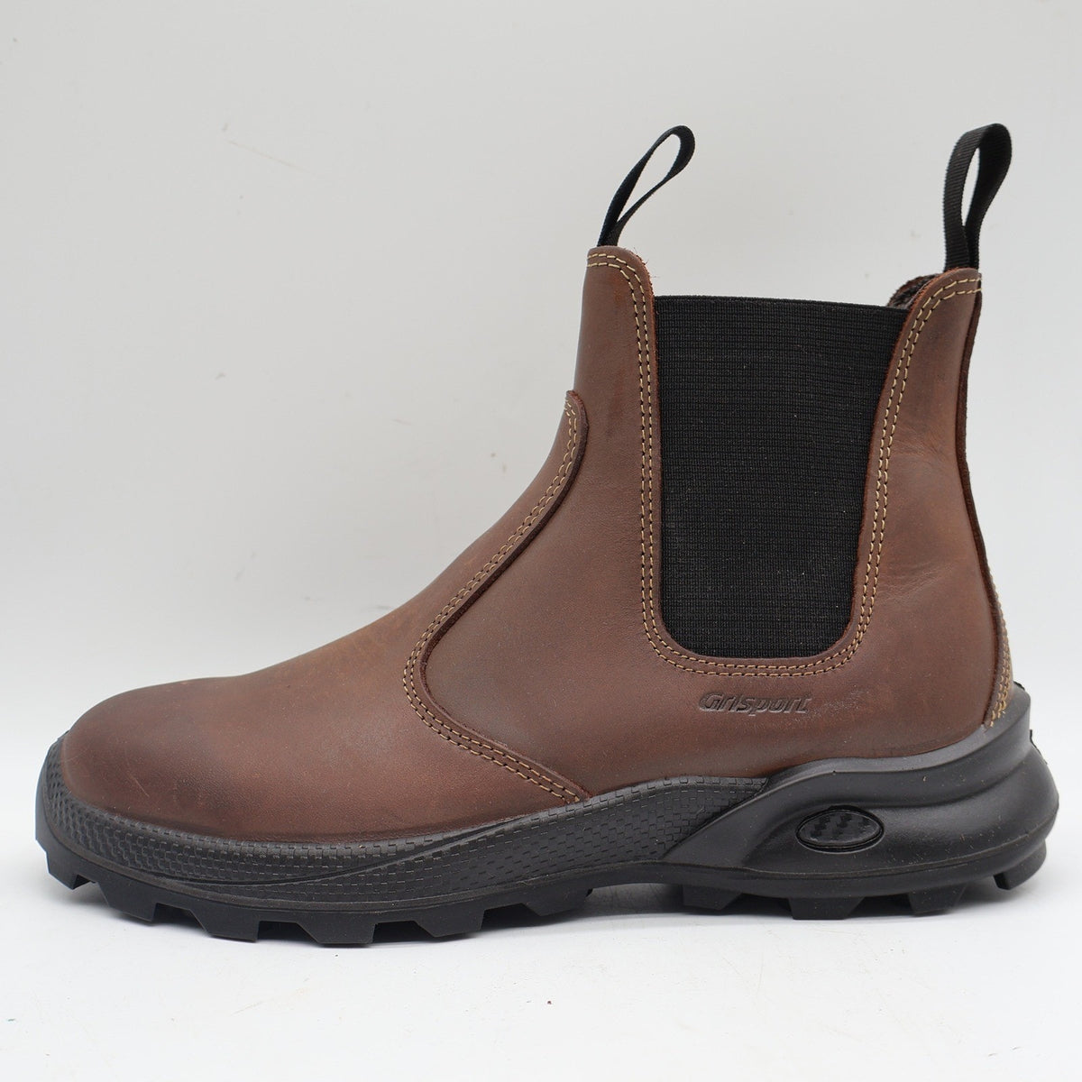 Grisport Cardigan Safety Boots Mens Size 9 Brown Leather Italian Chelsea Pull On
