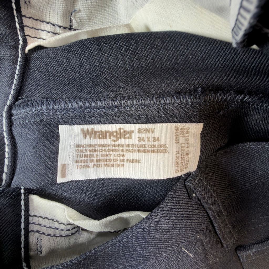 Wrangler Mens Y2K Wrancher Bootcut Dress Pants 34x34 Navy Polyester NWT 82NV