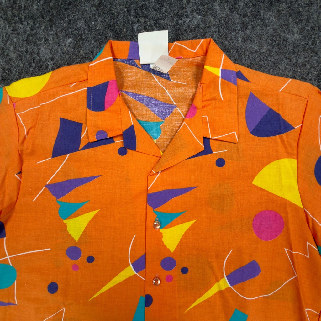 Wrangler Vintage 80s Coolers Shirt Mens XL Orange Cotton Geometric Deadstock NWT - take2supply