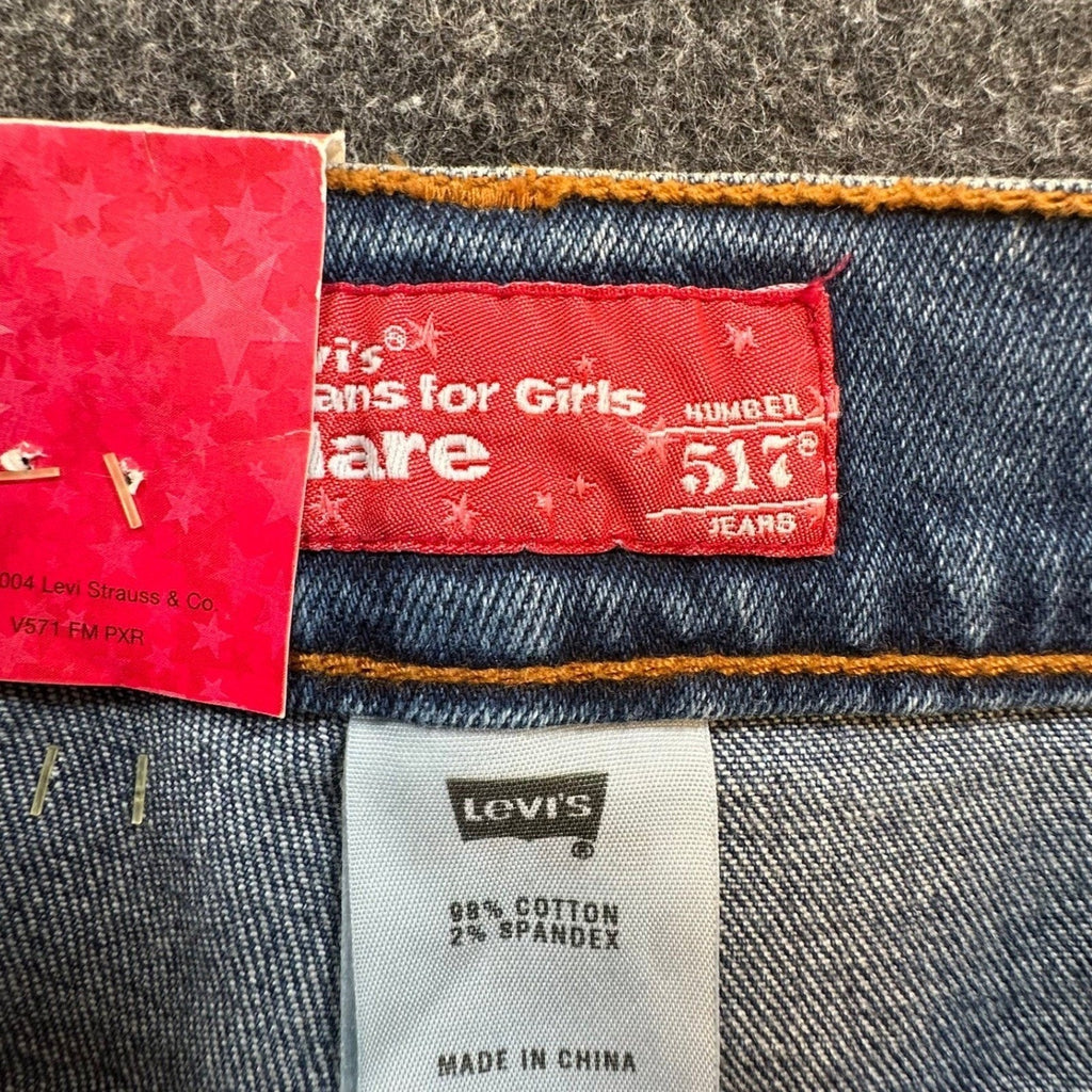 Levi's Vintage Y2K 517 Flare Jeans Girls Size 7 Blue Denim Stretch NWT