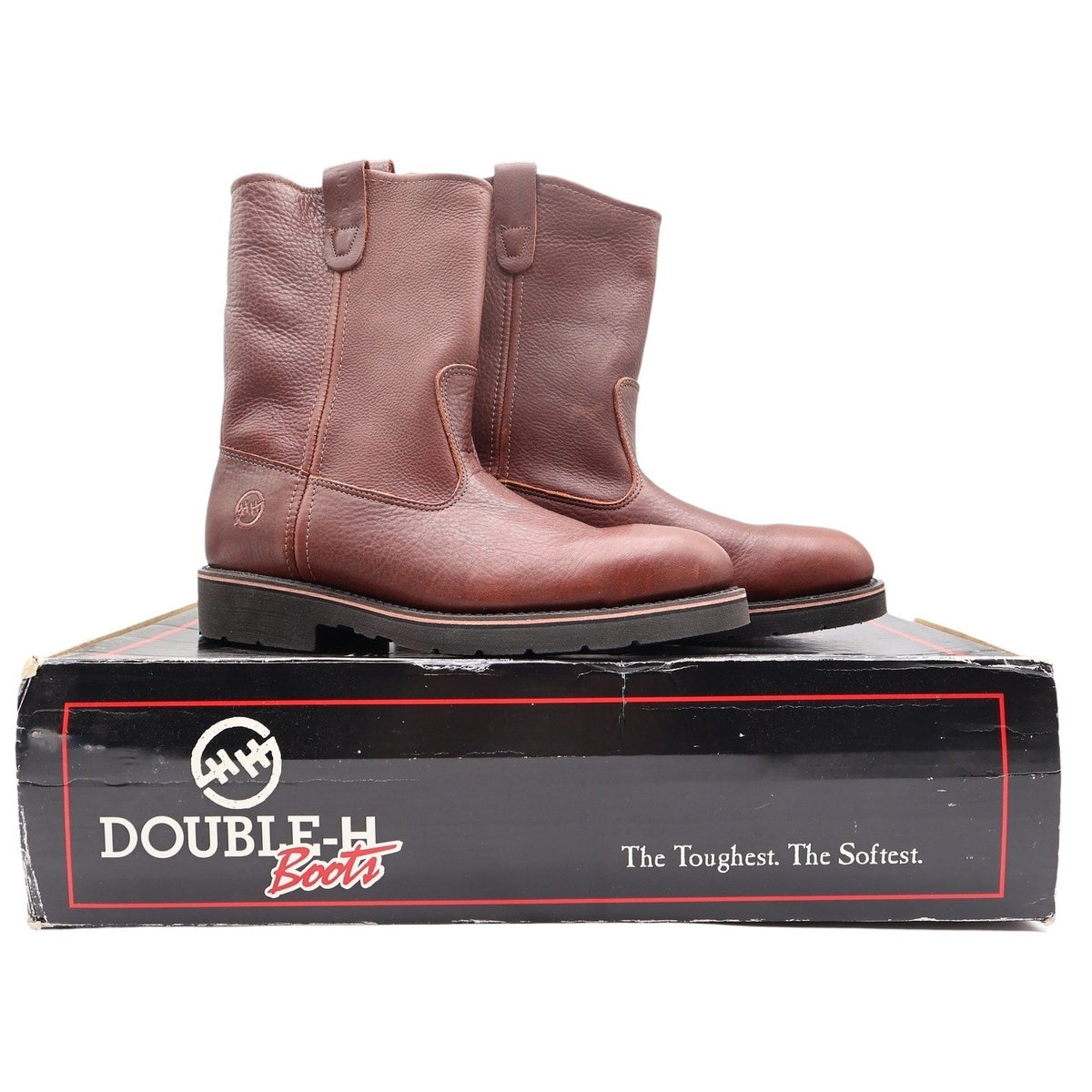 Double-H Boots Steel Toe 10 D Mens Brown Leather Vintage Y2K Work Boots New Box