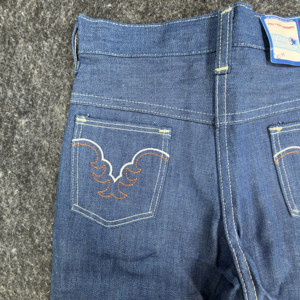 Vintage Young Maverick Western Jeans Kids 7 Regular Blue Denim USA NWT