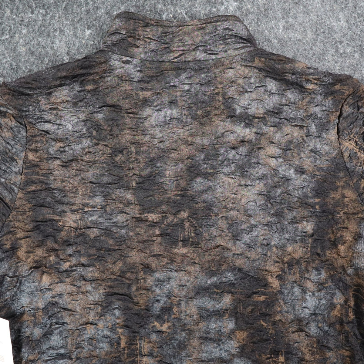 Erin London Inside Out Womens Large NWT Crinkle Mock Neck Full Zip Jacket Brown Black