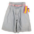 Lee Girls 14 Regular W26 Vintage 90s Baggy Fit Denim Shorts Aged Blue High Waist Belted Made in USA NWT Deadstock