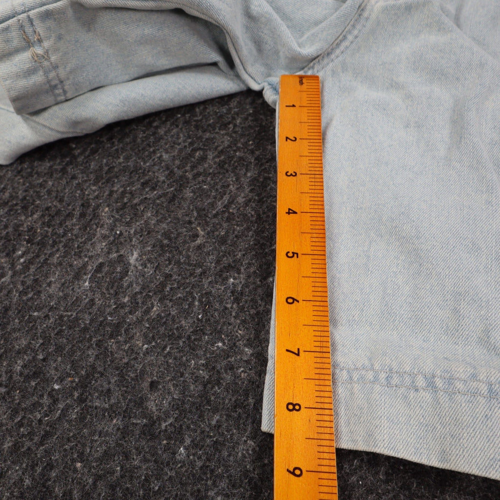 Lee Girls 14 Regular W26 Vintage 90s Baggy Fit Denim Shorts Aged Blue High Waist Belted Made in USA NWT Deadstock