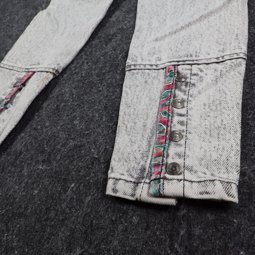 Lee Snap Back Riders Girls 10 Slim W22.5 Vintage 80s Black Ice Acid Wash High Rise Snap Ankle Jeans USA NWT Deadstock