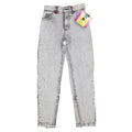 Lee Snap Back Riders Girls 10 Slim W22.5 Vintage 80s Black Ice Acid Wash High Rise Snap Ankle Jeans USA NWT Deadstock