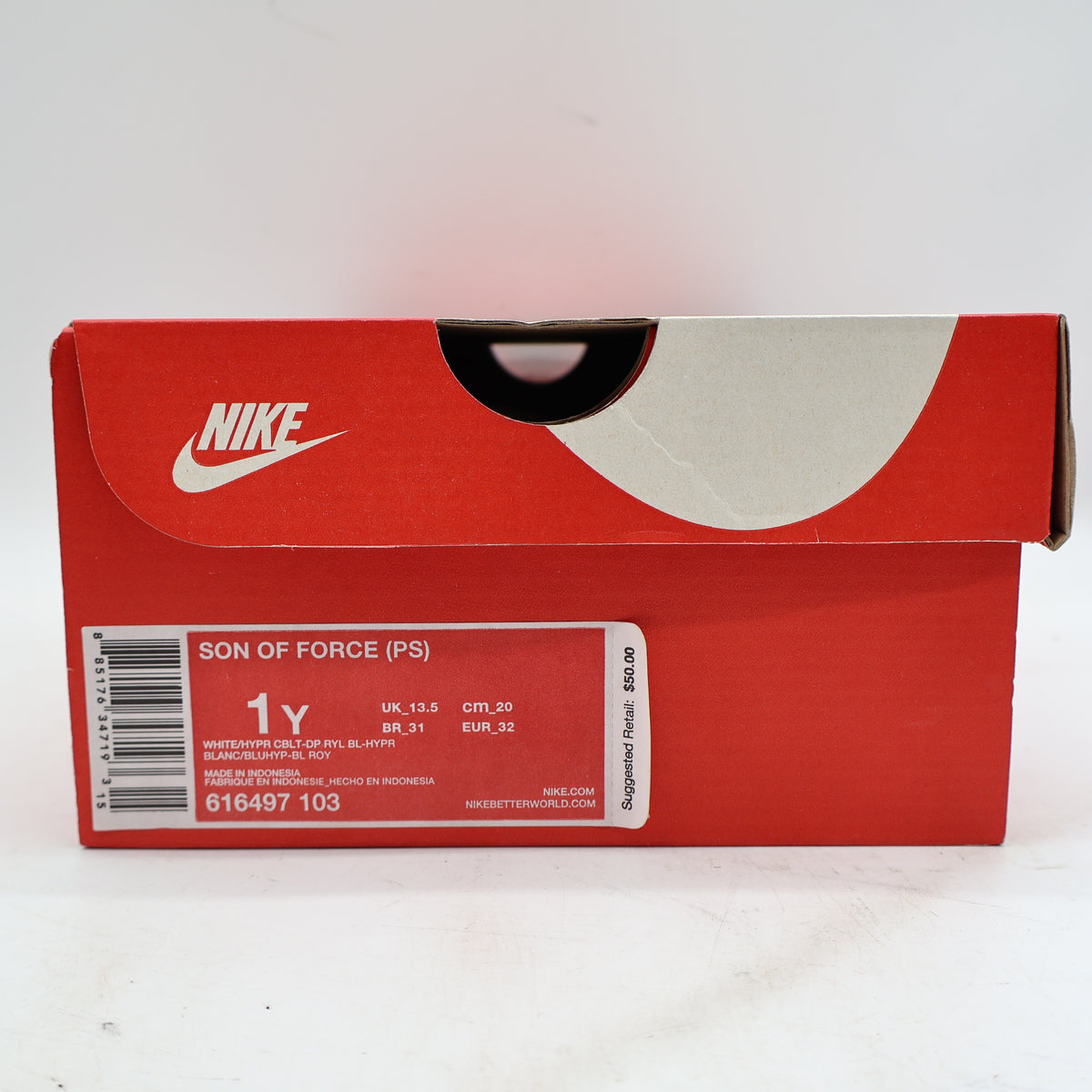 Nike Son of Force PS Youth 1Y White Hyper Cobalt Pink Sneakers 2014 616497-103