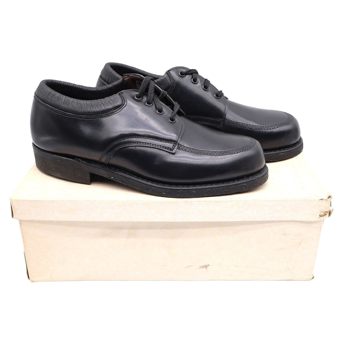 Cedar Crest Oxford Shoes Mens 7E Black Leather Moc Toe Deadstock Vintage