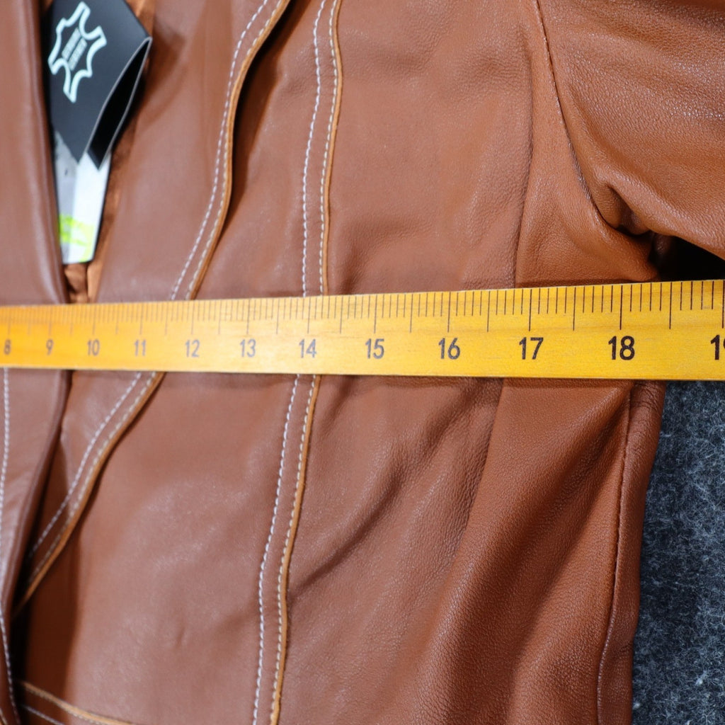 Montanaco Womens Medium NWT Spice Brown Genuine Leather Western Jacket Contrast Stitch