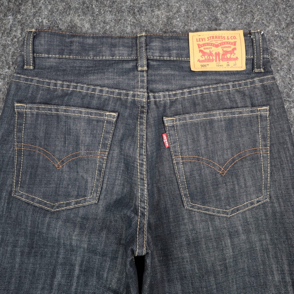 Levi's 505 Boys 12 Regular W26 L27 Dark Wash Indigo Straight Leg Jeans Deadstock