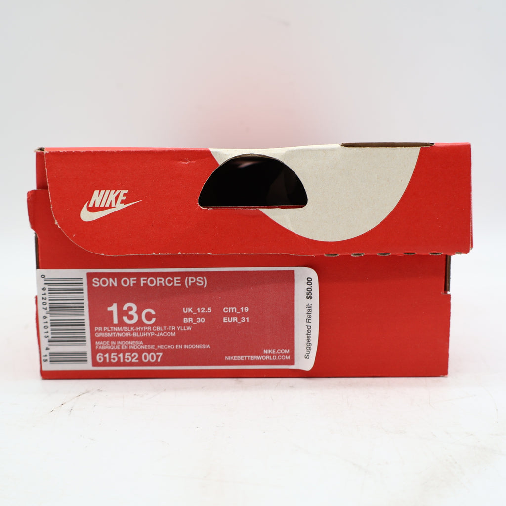 Nike Son of Force PS Boys 13C Pure Platinum Hyper Cobalt Sneakers 2014 Deadstock
