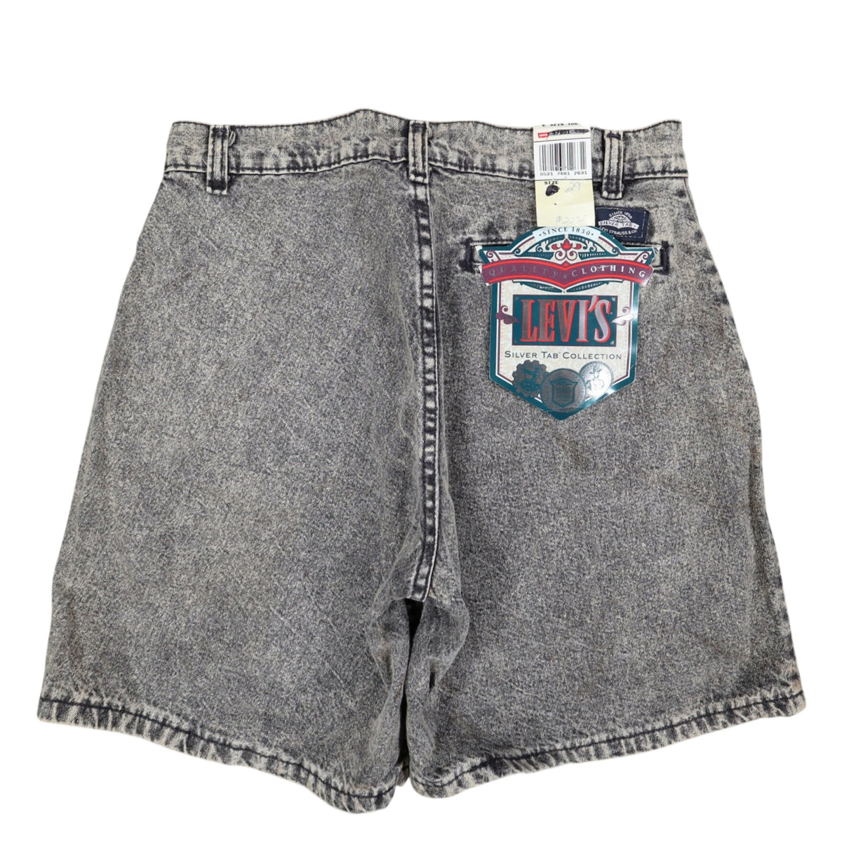 Levi's SilverTab Vintage 90s USA Acid Wash Grey Pleated Denim Shorts 29 Deadstock