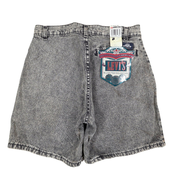 Levi's SilverTab Vintage 90s USA Acid Wash Grey Pleated Denim Shorts 29 Deadstock
