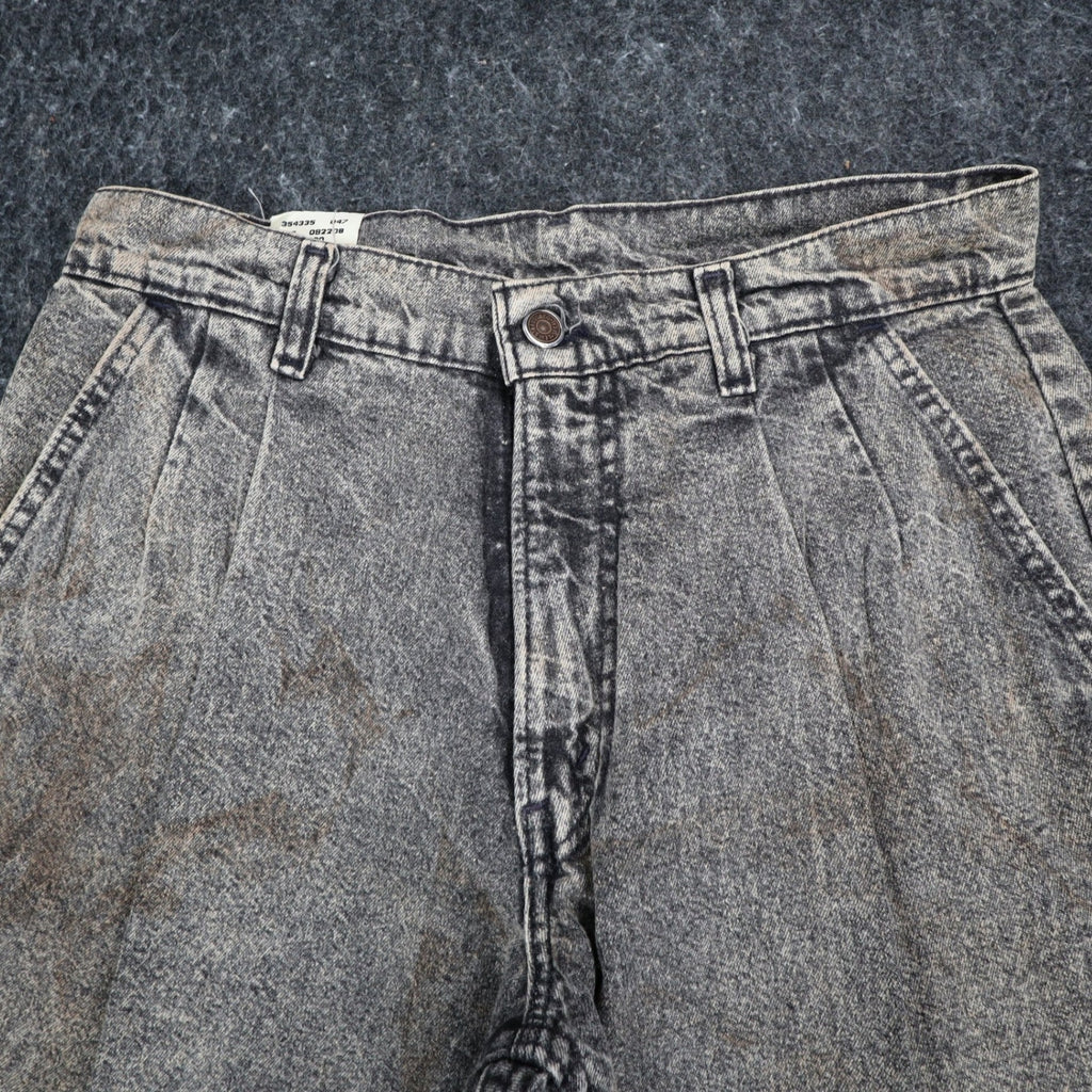 Levi's SilverTab Vintage 90s USA Acid Wash Grey Pleated Denim Shorts 29 Deadstock