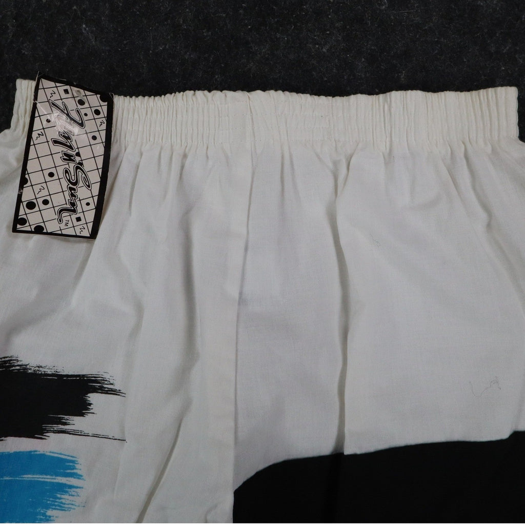 Vintage Just n Sun Kids Large White Neon Graphic Cotton Shorts USA Made NWT