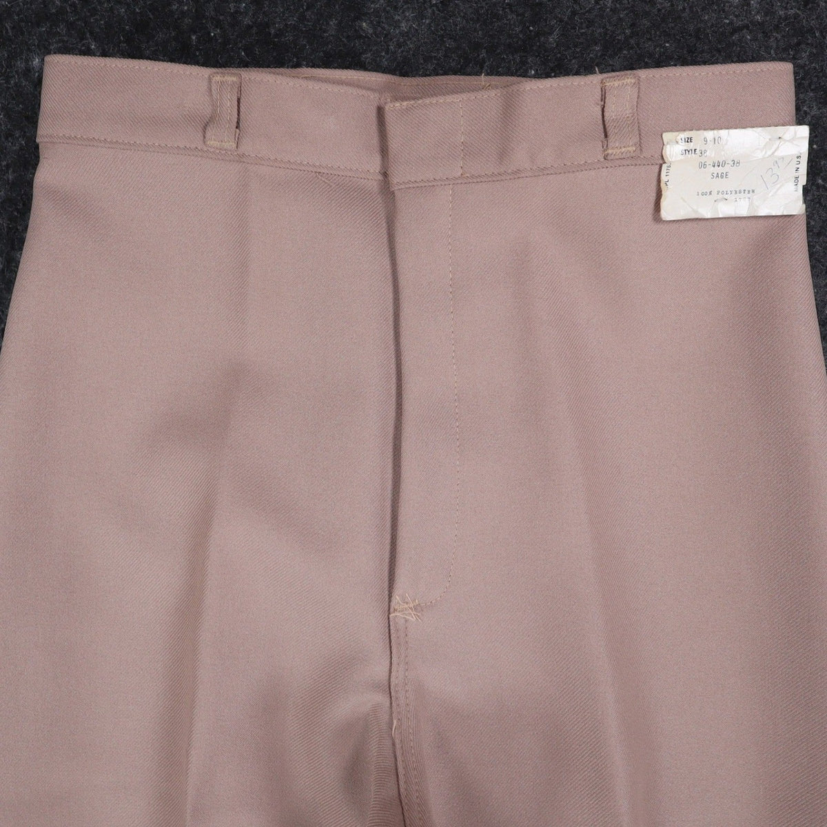 Vintage 1970s High Rise Tan Beige Double Knit Trousers New With Tags Size 9-10