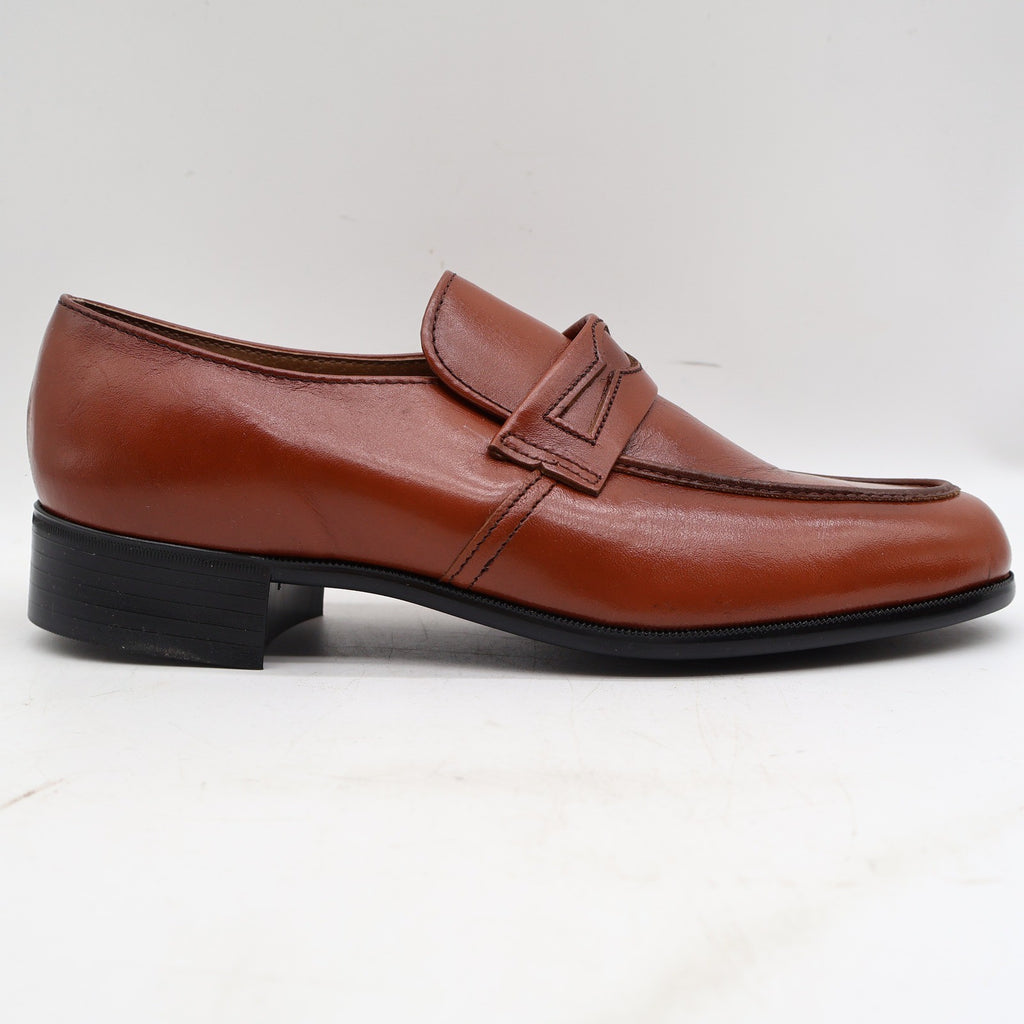 Vintage Barclay Cognac Brown Leather Penny Loafers Men’s 8.5D Deadstock with Box