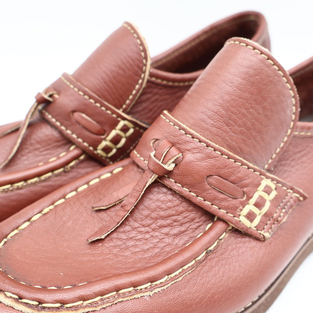 Vintage 1970s Wrangler Brown Leather Tassel Moc Toe Loafers Men’s 7.5M Deadstock