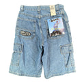 Vintage Lee Pipes Boys Medium Blue Denim Cargo Skater Shorts Made in USA NWT