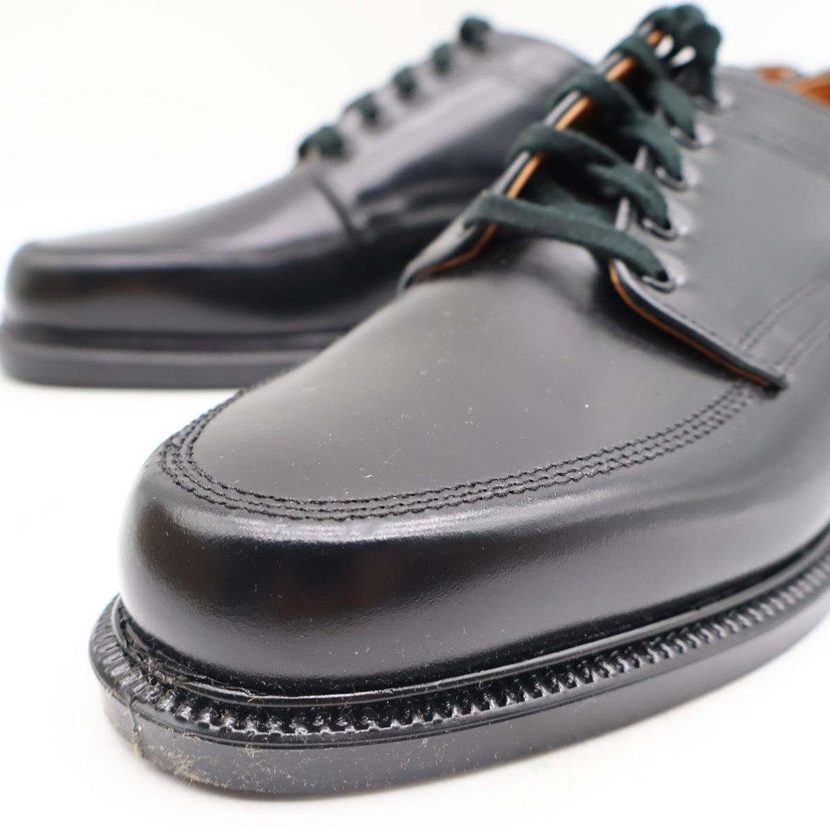 Vintage Sandy McGee Black Leather Moc Toe Derby Shoes Men’s 10 USA Made Deadstock