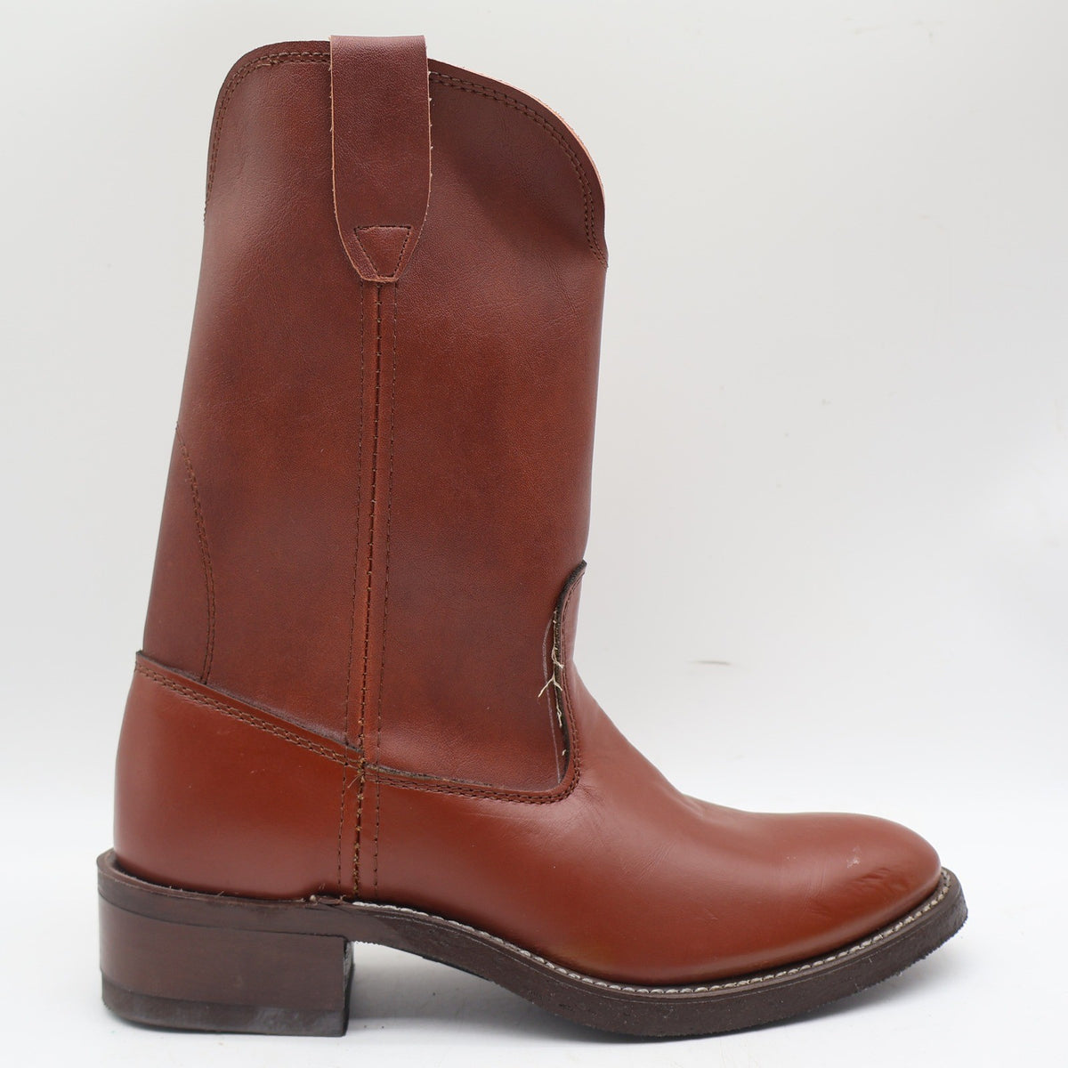 Vintage Cedar Crest Brown Leather Pecos Pull-On Boots Men’s 9D USA Made Deadstock