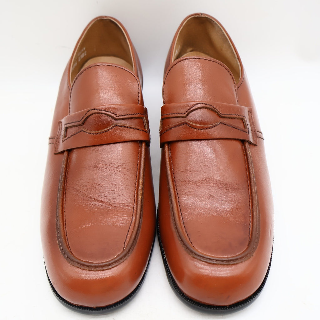Vintage Barclay Cognac Brown Leather Penny Loafers Men’s 8.5D Deadstock with Box