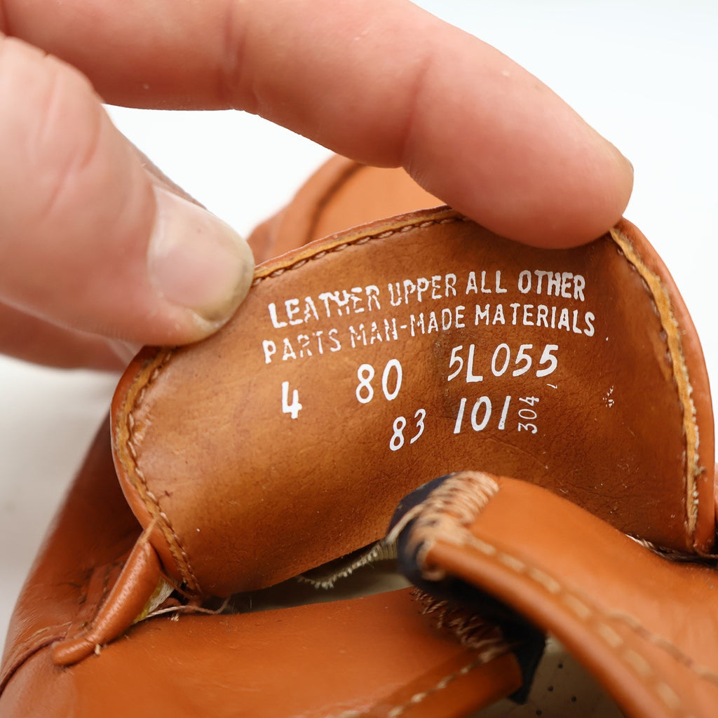 Vintage 1980s Wayfarer Cognac Leather Wedge Sole Penny Loafers Men’s 8D Deadstock
