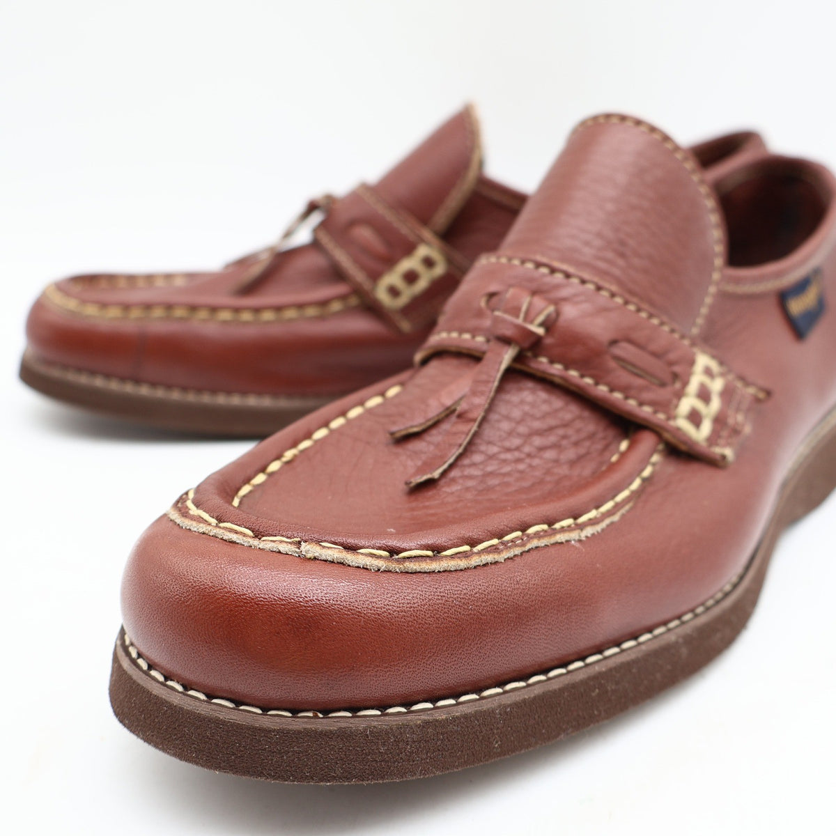 Vintage 1970s Wrangler Brown Leather Tassel Moc Toe Loafers Men’s 7.5M Deadstock