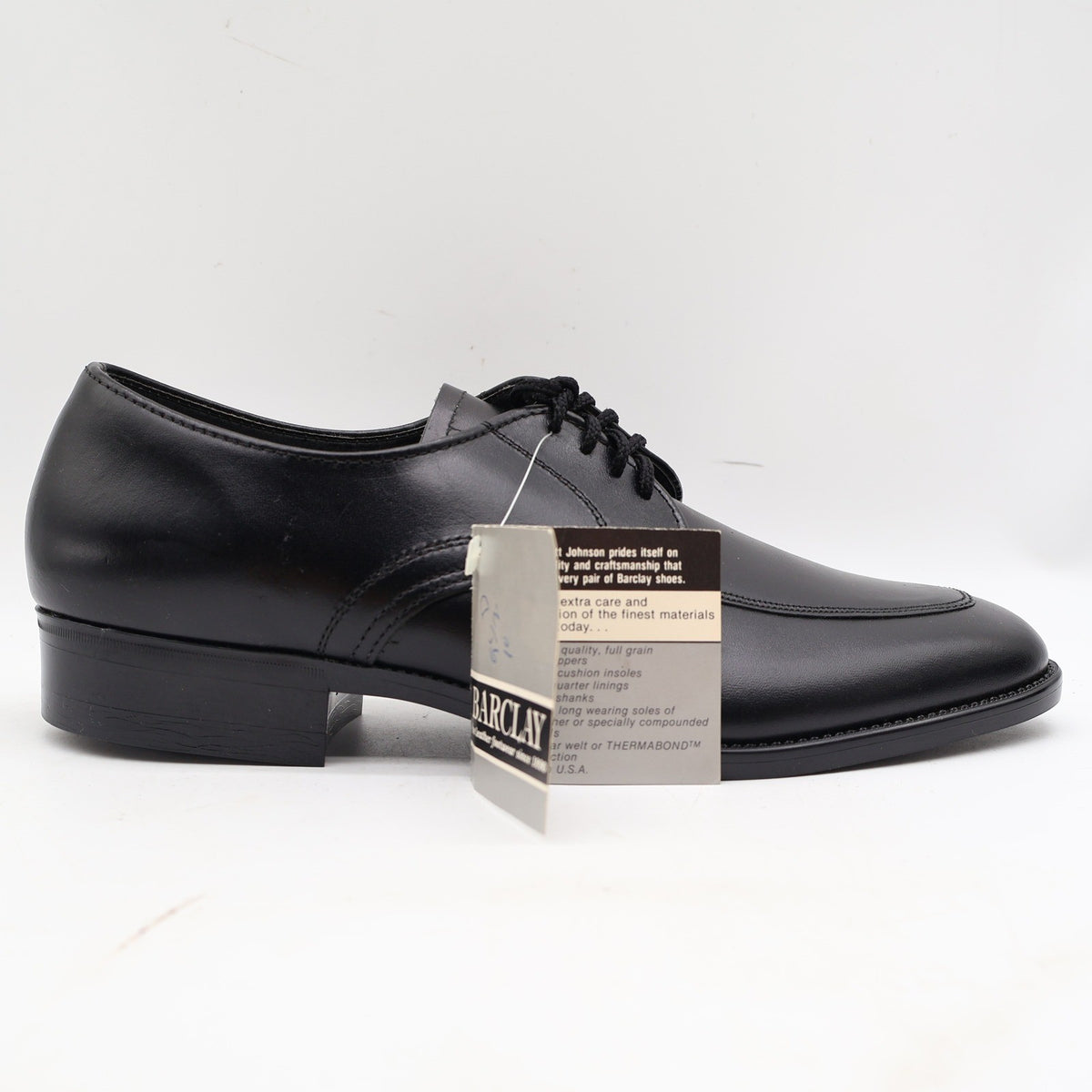 Vintage Barclay by Endicott Johnson Black Split Toe Oxford Shoes Men’s 10.5D USA Made NOS
