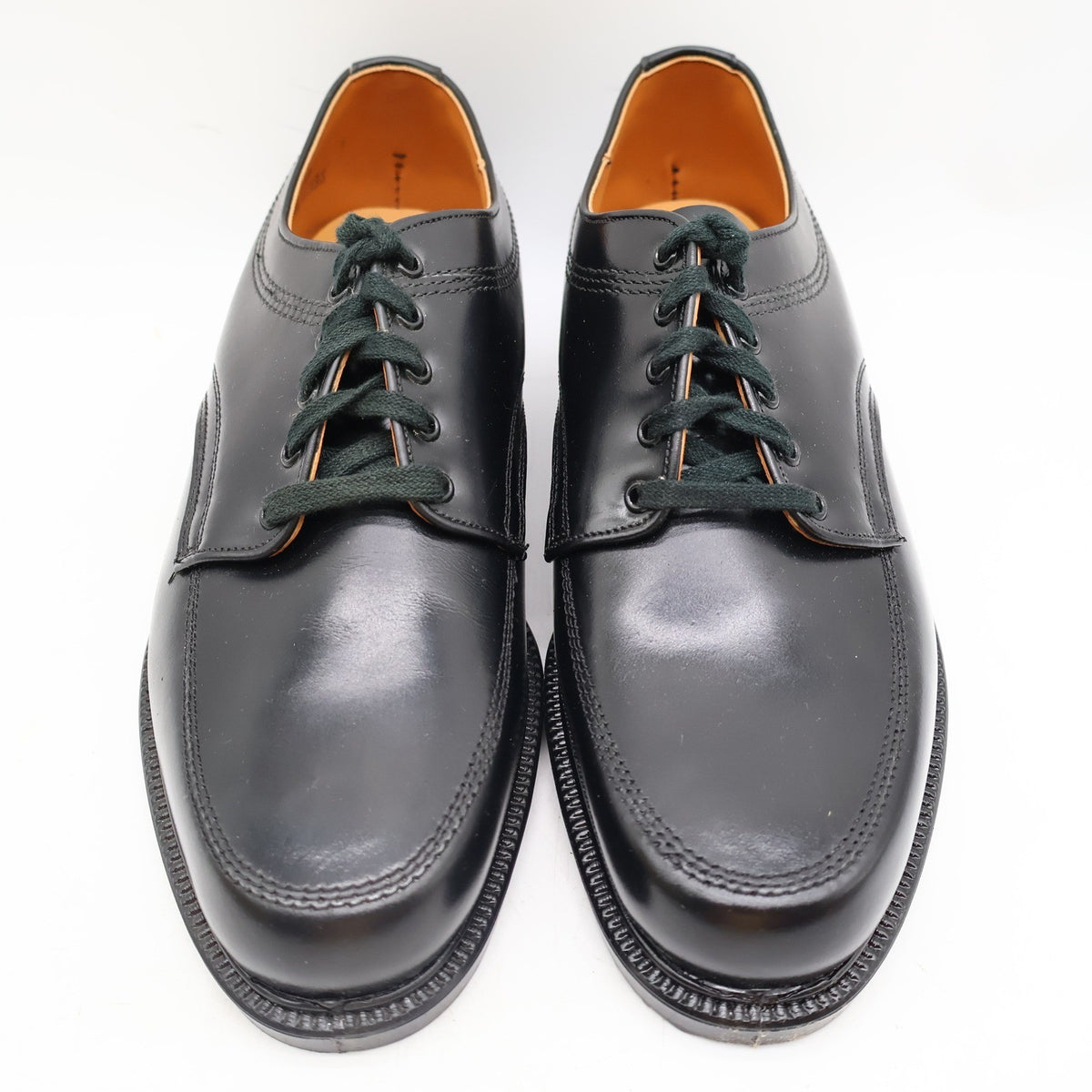 Vintage Sandy McGee Black Leather Moc Toe Derby Shoes Men’s 10 USA Made Deadstock
