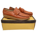 Vintage 1980s Wayfarer Cognac Leather Wedge Sole Penny Loafers Men’s 8D Deadstock