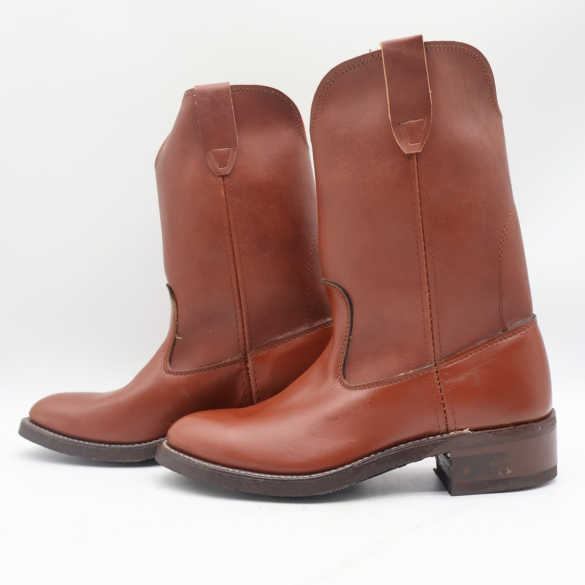 Vintage Cedar Crest Brown Leather Pecos Pull-On Boots Men’s 9D USA Made Deadstock
