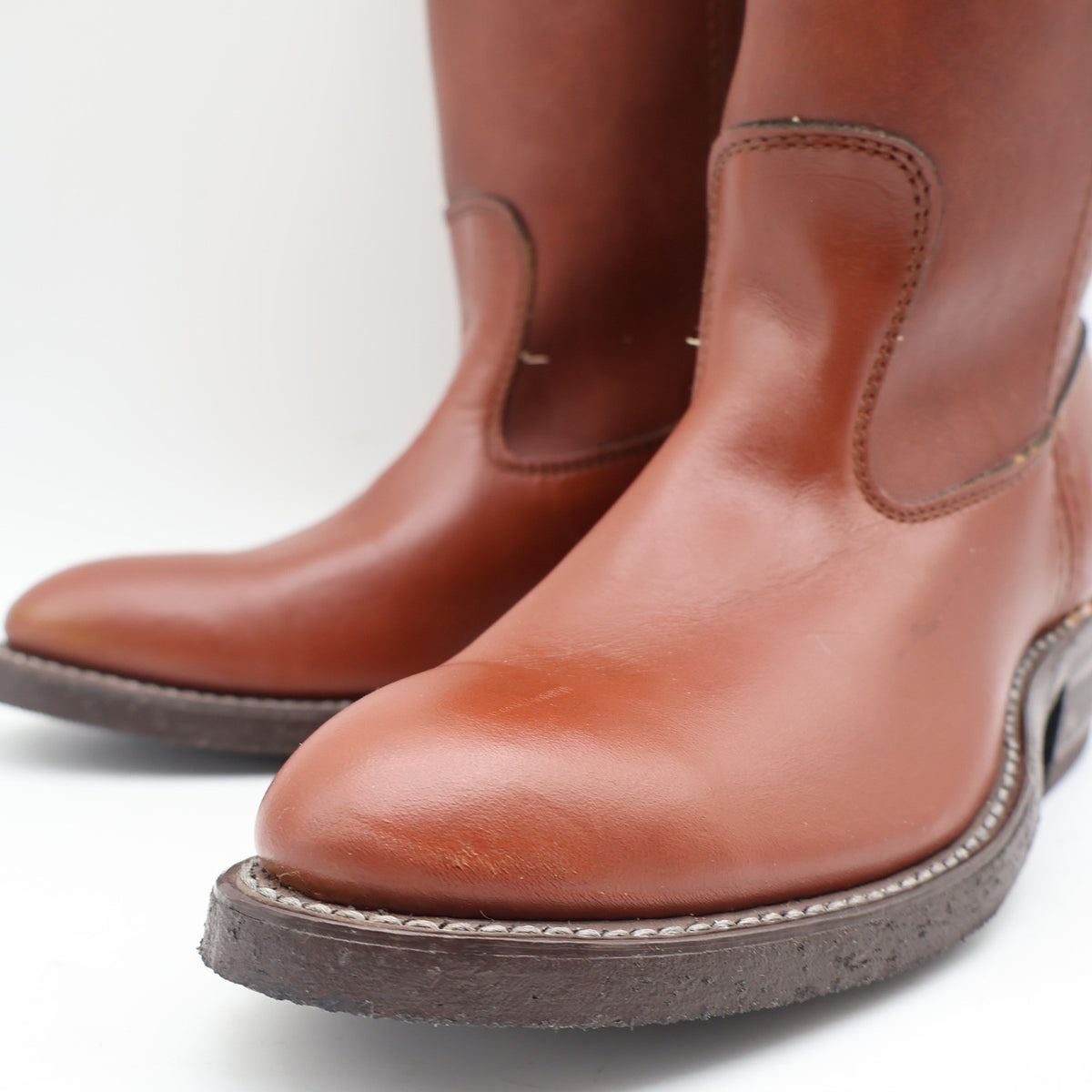 Vintage Cedar Crest Brown Leather Pecos Pull-On Boots Men’s 9D USA Made Deadstock