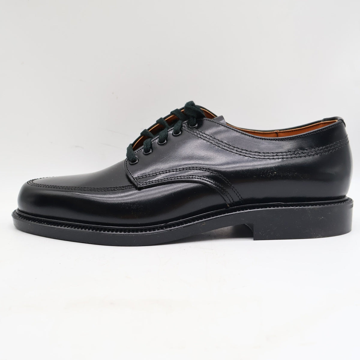 Vintage Sandy McGee Black Leather Moc Toe Derby Shoes Men’s 10 USA Made Deadstock