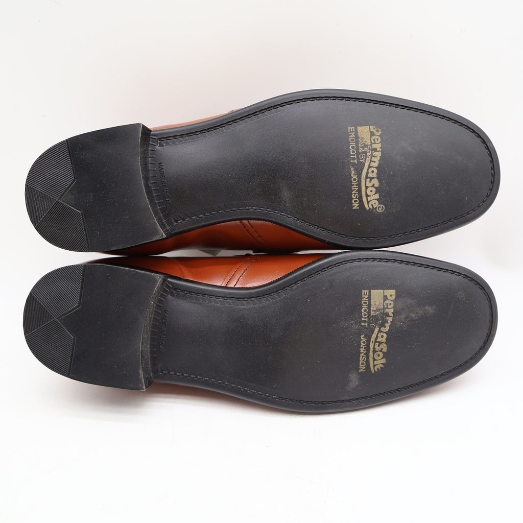 Vintage Barclay Cognac Brown Leather Penny Loafers Men’s 8.5D Deadstock with Box