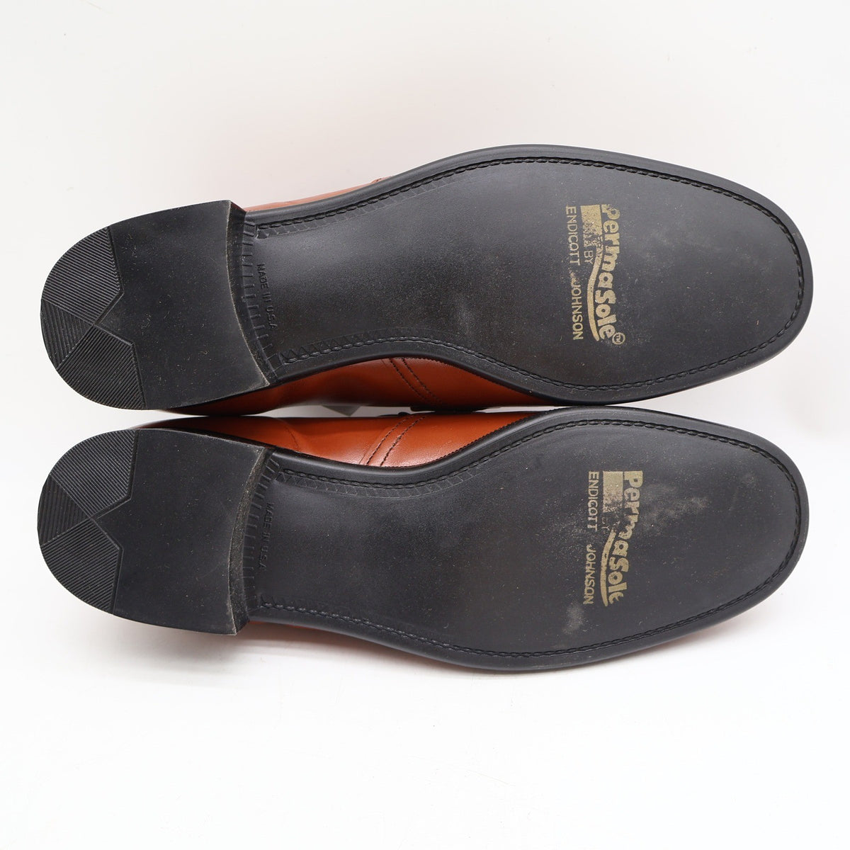 Vintage Barclay Cognac Brown Leather Penny Loafers Men’s 8.5D Deadstock with Box