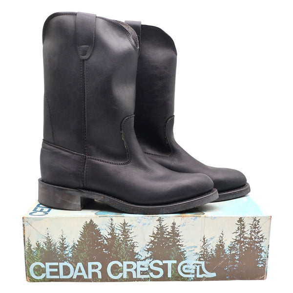 Vintage Cedar Crest Black Leather Wellington Pull-On Work Boots Men’s 9D USA Deadstock