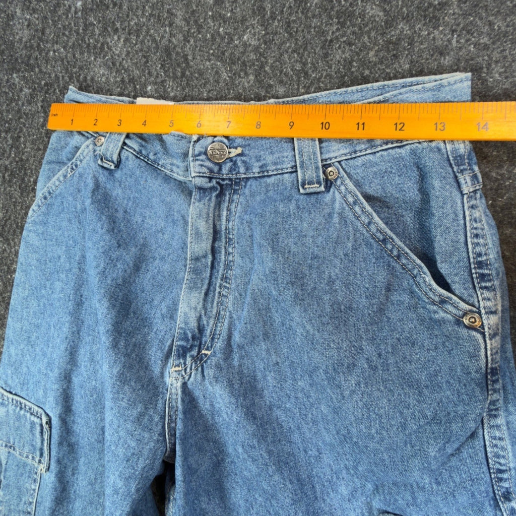 Vintage Lee Pipes Boys Medium Blue Denim Cargo Skater Shorts Made in USA NWT