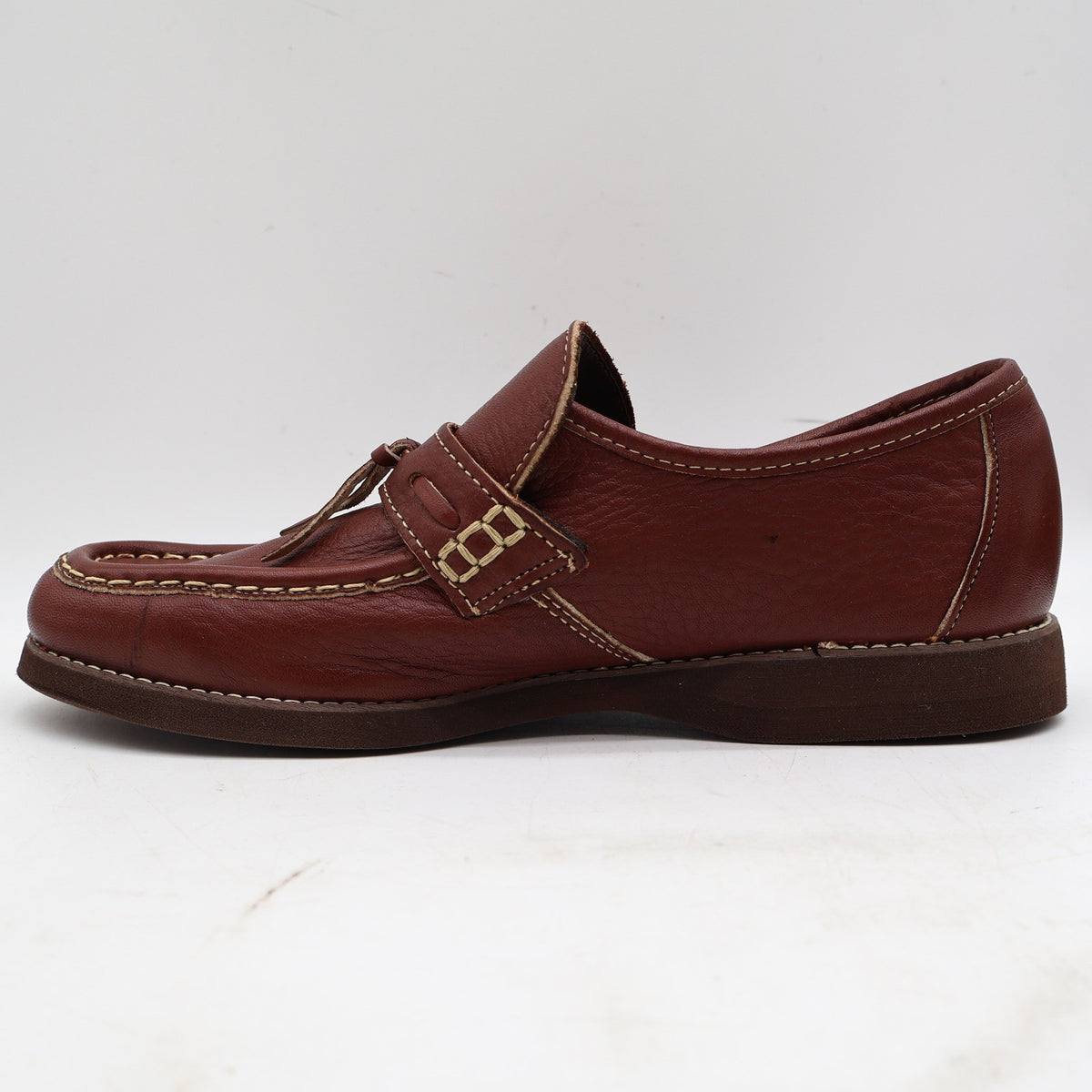 Vintage 1970s Wrangler Brown Leather Tassel Moc Toe Loafers Men’s 7.5M Deadstock