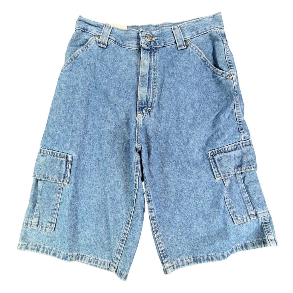 Vintage Lee Pipes Boys Medium Blue Denim Cargo Skater Shorts Made in USA NWT